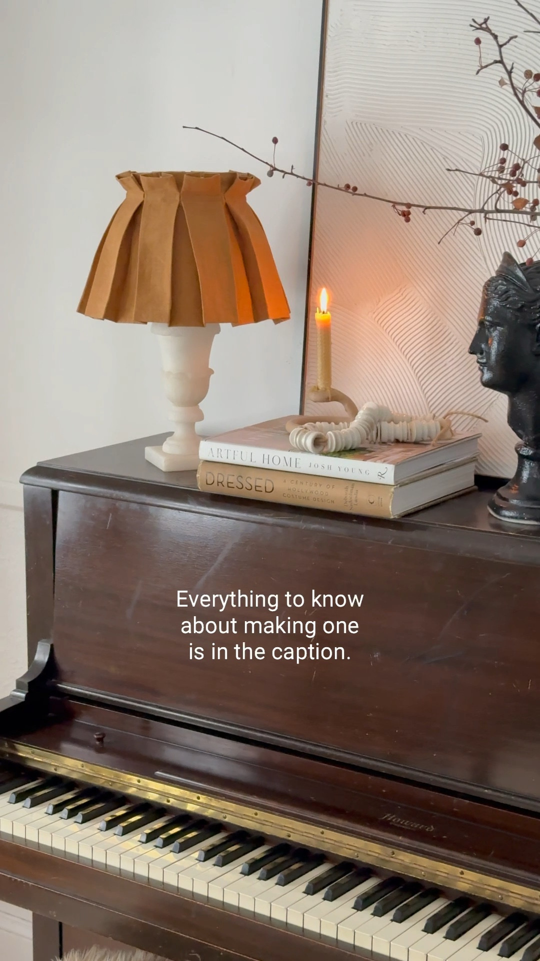 This post brought to you by someone who never gets rid of good stuff (just in case!) 😄
Do you remember this amber cafe curtain I made for our bathroom 10 years ago? It’s still one of my top performing blog tutorials. And since I’m not *great* at getting rid of things, 😬 I still had the curtain folded amongst my fabric stash and pulled it out to make a box pleat lamp shade for our new-to-us piano. More on that coming soon! 

Creating the Box Pleat Lampshade ‘Skirt’:
 
 You’ll need quite a bit of length to wrap the lampshade as the box pleats eat up a-lot of fabric! To determine how much fabric you need, measure the circumference of the top opening of your lampshade. Multiply the circumference by 4 to determine the length of your fabric. 

Since I was repurposing my curtain fabric, I cut my fabric horizontally across the middle, sewed the two pieces end to end to create one continuous looong rectangle and hemmed the raw edges. Once hemmed, my rectangle of fabric was 80”W x 8.5”H for a lampshade with a top circumference of 19.5”. 

Box pleats are essentially created by folding a forward-facing pleat followed by a backward-facing pleat, pinning and ironing them in place as you go. Repeating this process until the length of the fabric is fully pleated. Next I sewed two stitch lines along the top edge to hold the pleats in place.

Then I fit the pleated fabric on my lampshade, pinned the ends together, and made little tacks with my sewing machine to connect the two ends.

@mollyinmaine has a very detailed and helpful tutorial on her blog on creating box pleated shade slipcovers PM. So highly recommend checking her out if you’re wanting to make one! 

I love the character this little shade brings to the marble lamp on the piano! And the amber/marigold feels just right nestled in with neutrals here. 🧡

Linen fabric is from Etsy. Color: Amber


#LTKHome #LTKStyleTip