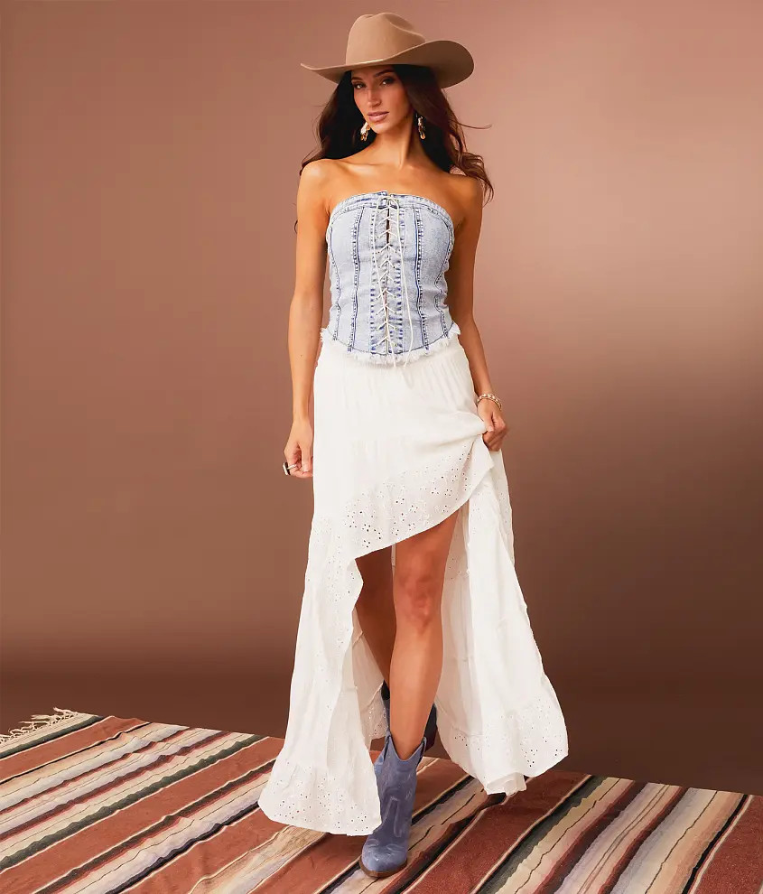 Eyelet Maxi Skirt | Buckle