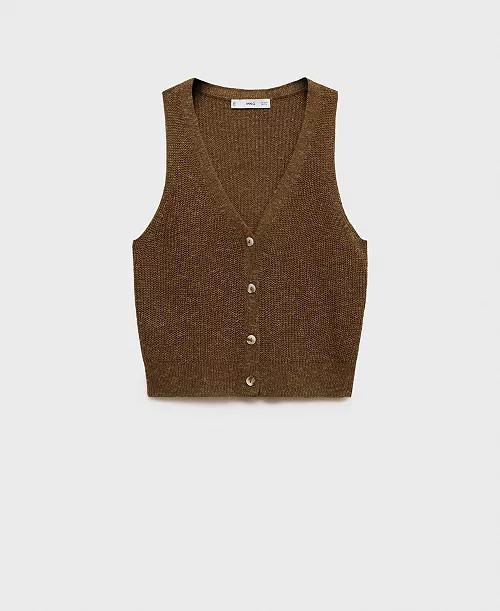 Mango Women's Buttoned Chunky Knit Sweater Vest - Macy's | Macy's