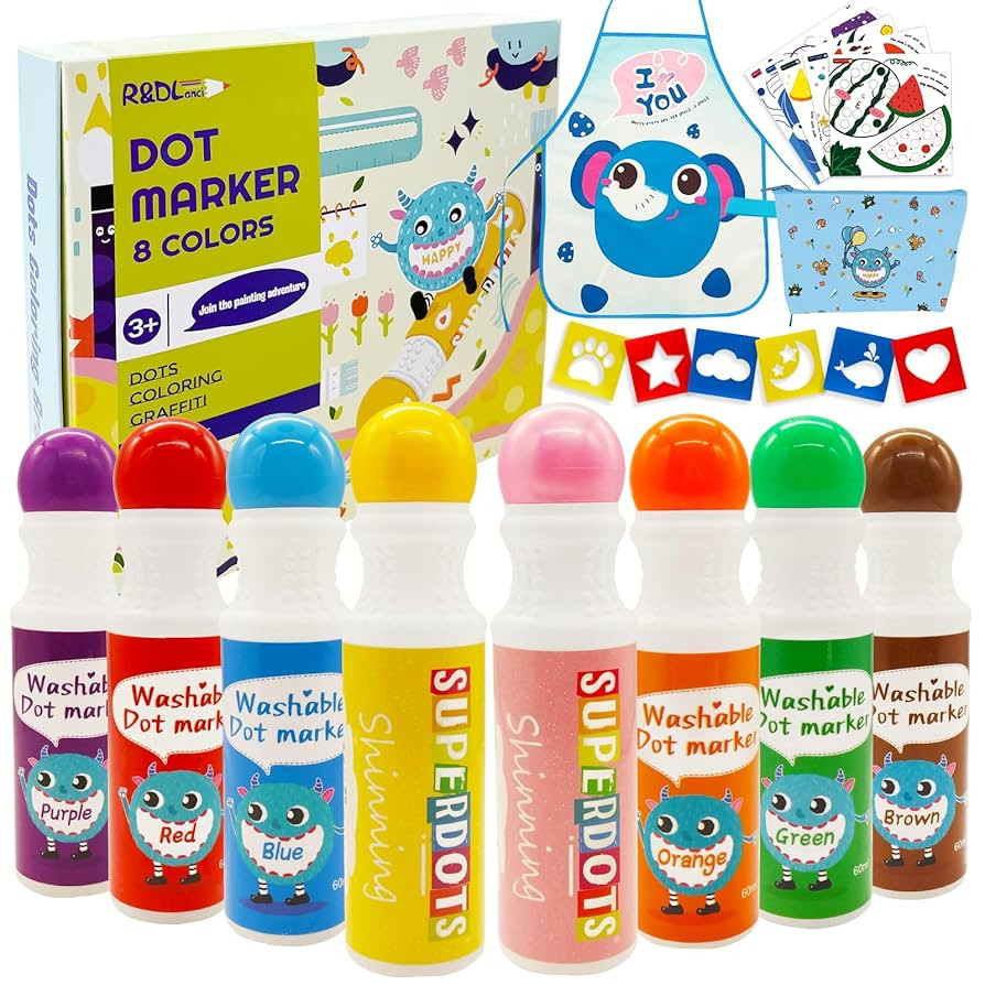 R&DLanci Dot Markers for Toddlers 1-3,8-Colors Dot paints with 12-Activity Papers,Non-Toxic Bingo... | Amazon (US)