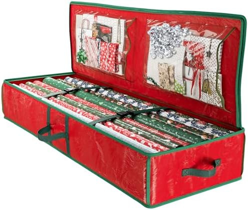 Heavy Duty Wrapping Paper Organizer Storage Bag Red - Christmas Storage Organizer For Wrapping Pa... | Amazon (US)