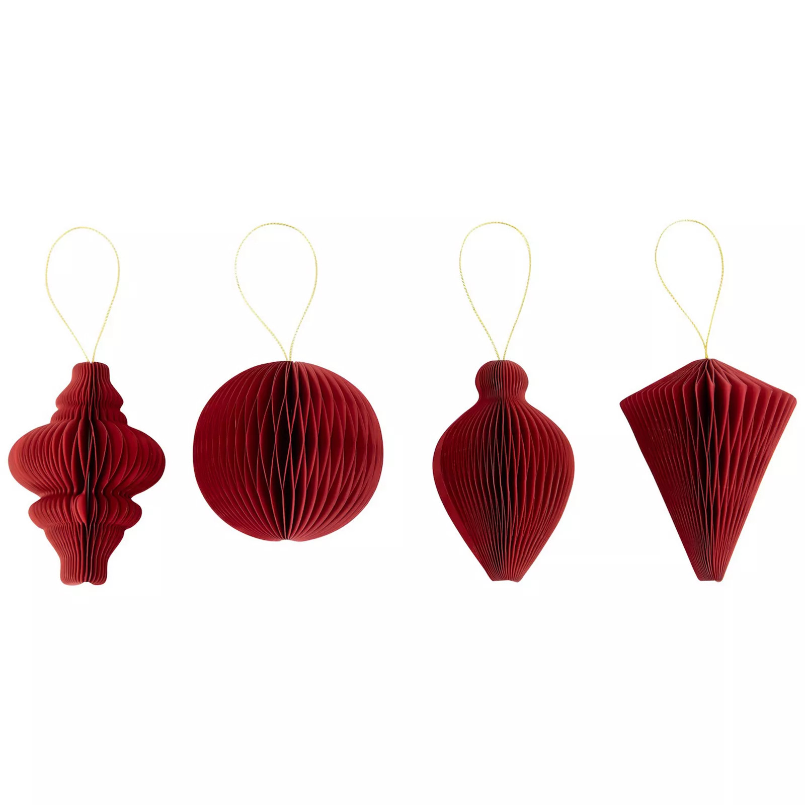 Northlight Set of 4 Foldable Honeycomb Paper Christmas Ornaments, Red | Kohl's