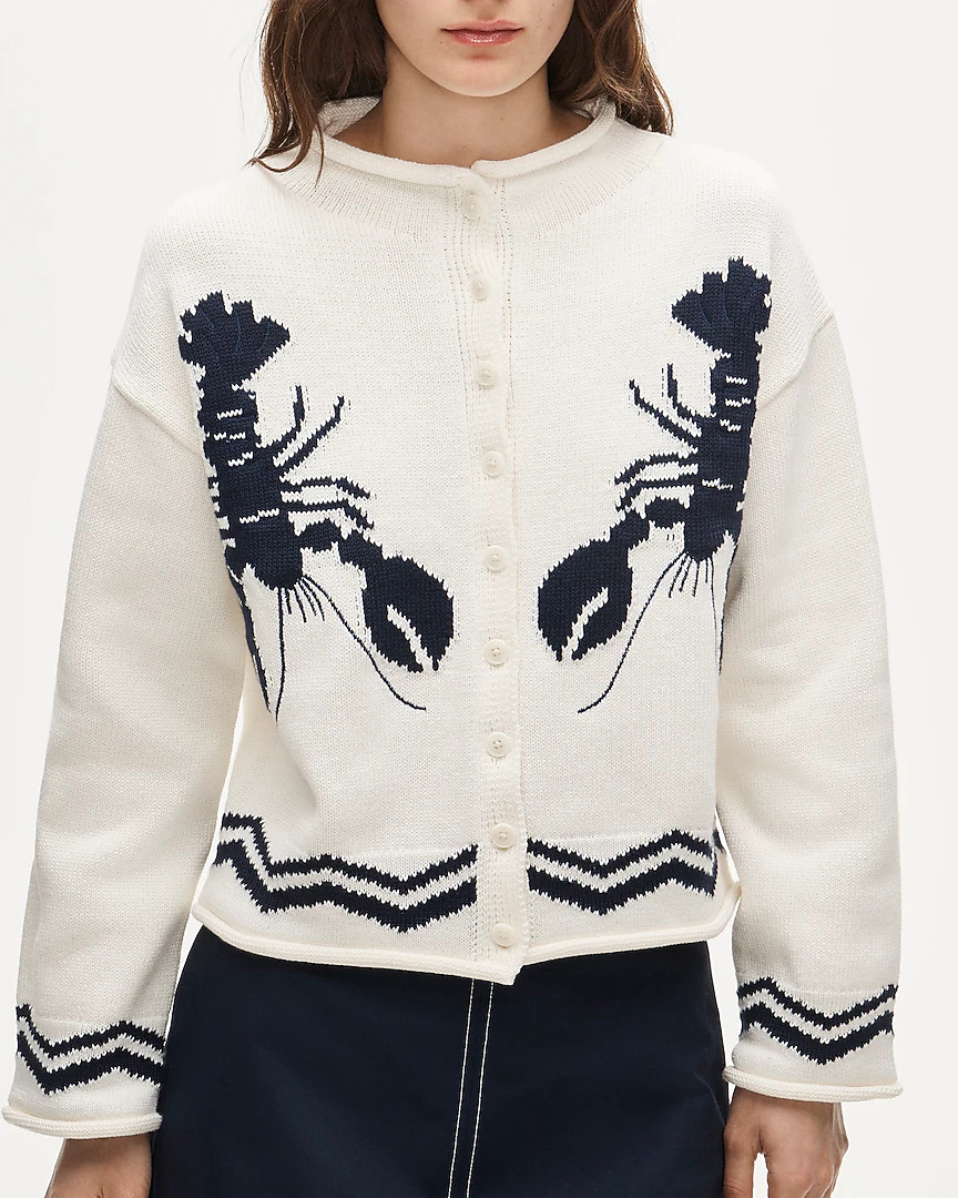 2025 Rollneck™ cardigan with lobster intarsia | J. Crew US