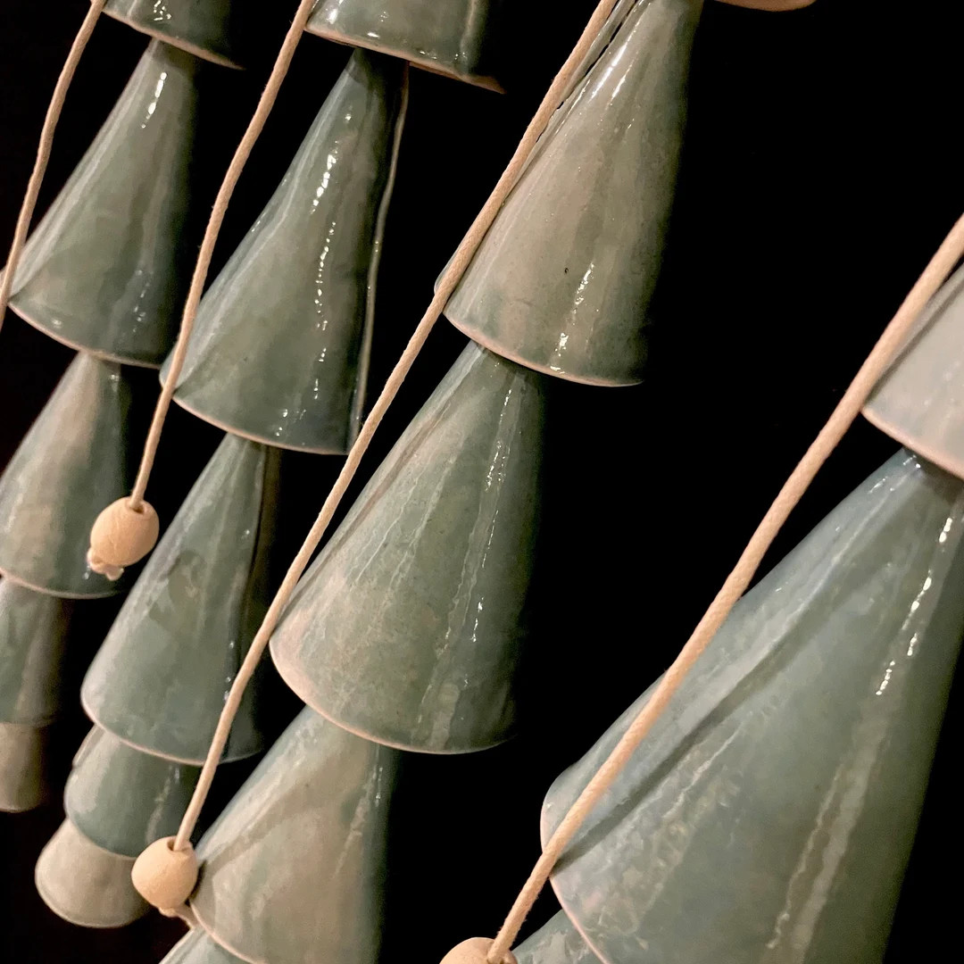 Beach Blue Handmade Ceramic Wind Chimes - Cone Shaped - 21”- 23” Long - Wedding, Bereavement,... | Etsy (US)