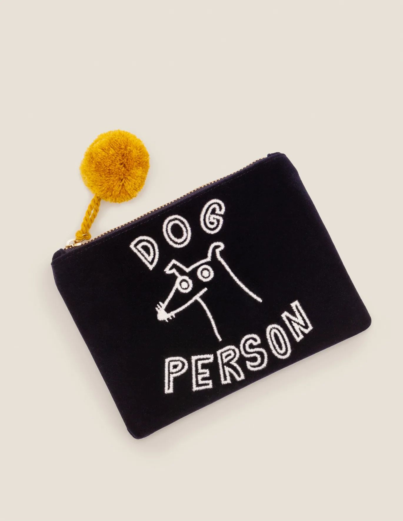 Small Velvet Pouch - Cat Person / Dog Person | Boden US | Boden (US)