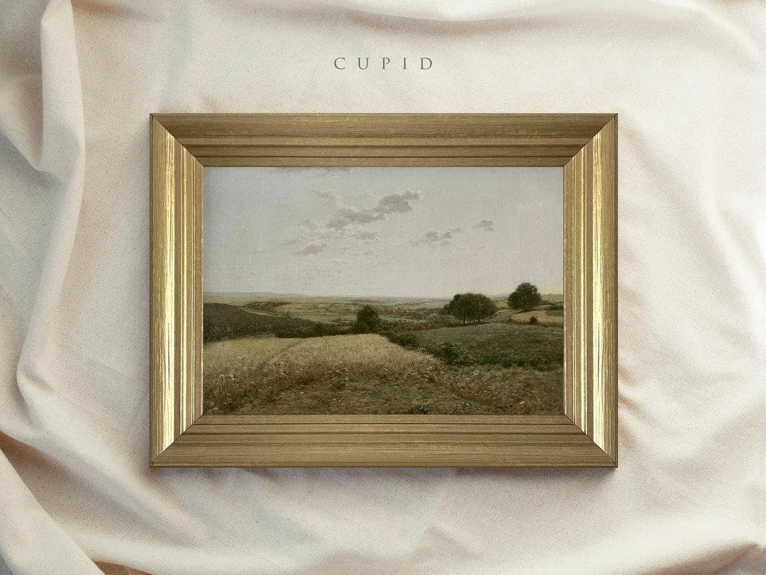 Vintage Art Framed, Landscape Prints, Farmhouse Wall Art, Country Decor Art Print, Green Meadow O... | Etsy (US)