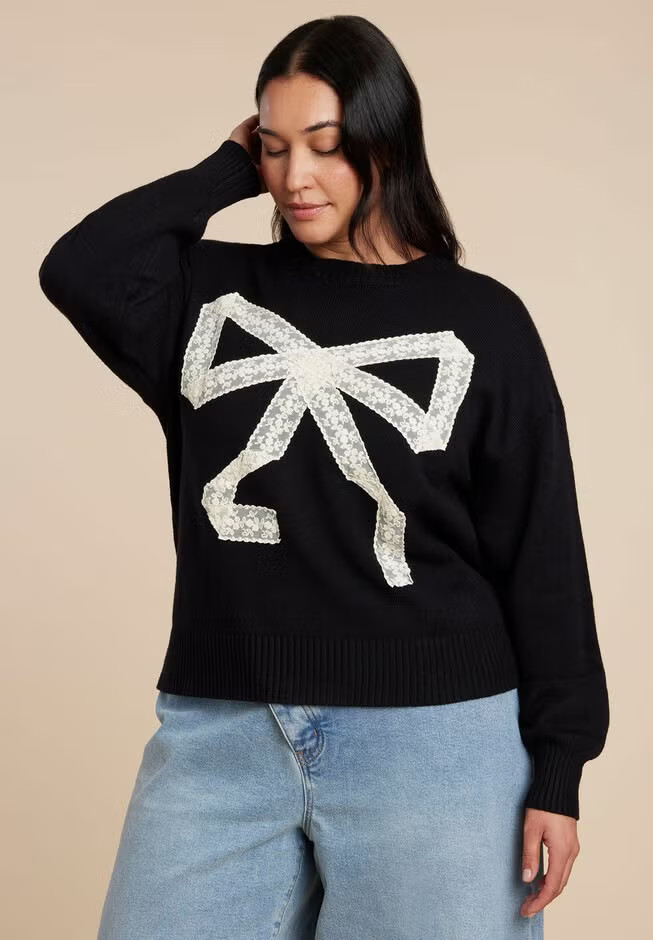 Lace Bow Sweater | Eloquii