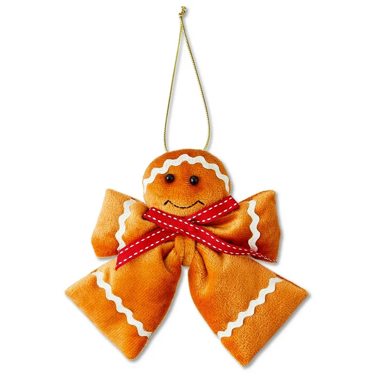 Brown Gingerbread Man Bow Christmas Ornament, 6", by Holiday Time | Walmart (US)