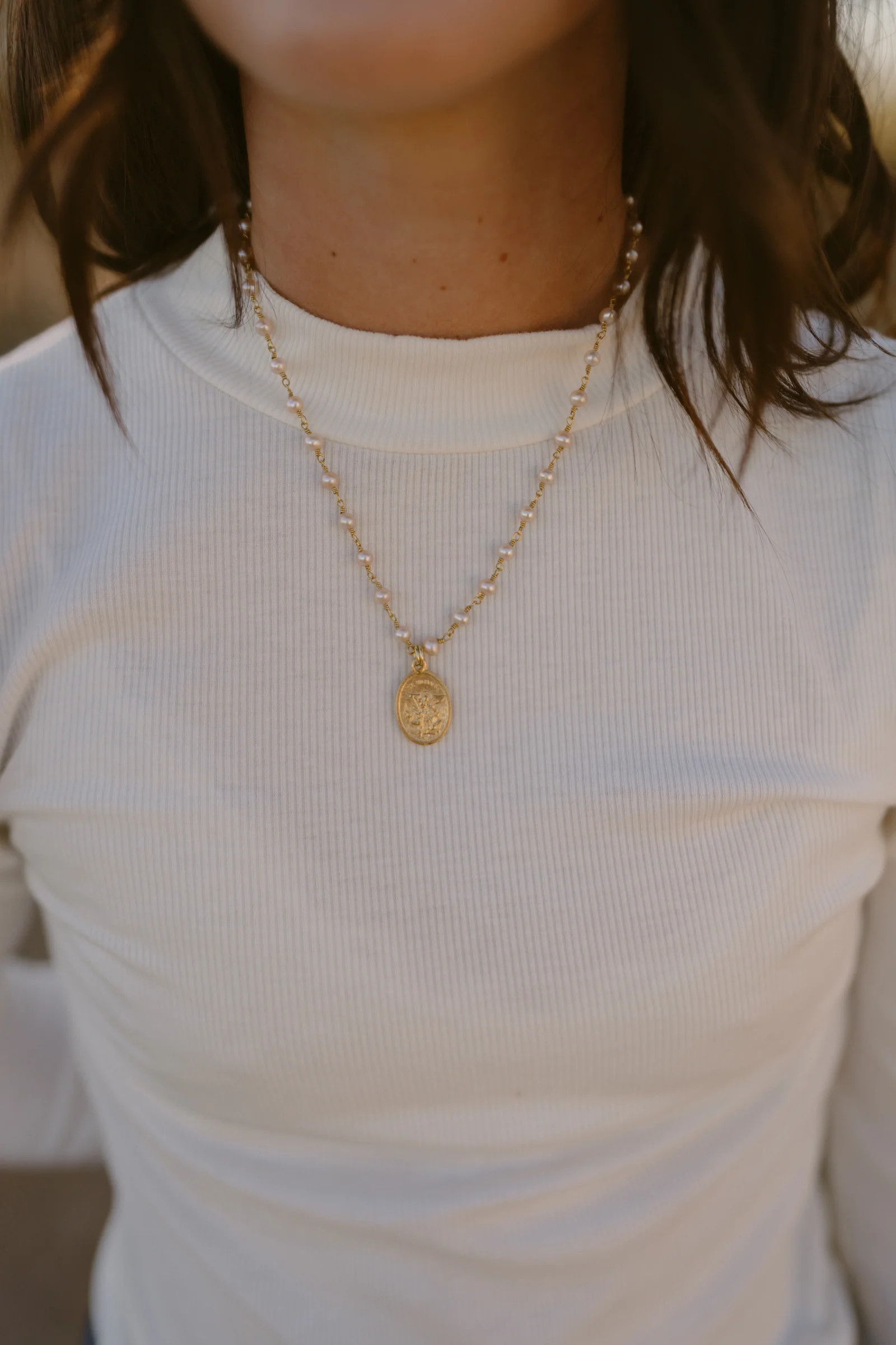 Guardian Angel Necklace | Pearl | Goldie Lew Jewelry, LLC