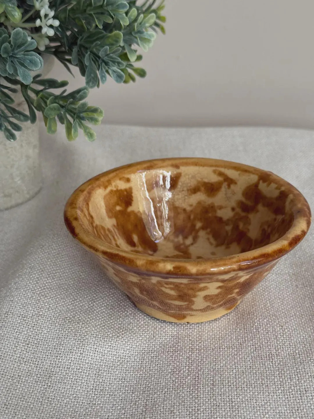 Vintage Spongeware Bowl | Light Brown Marbled Glaze Mini Bowl - Etsy | Etsy (US)