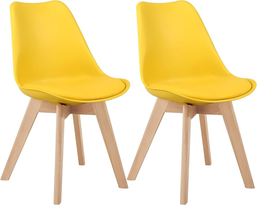 LSSBOUGHT Mid Century Modern Dining Chairs,Shell Lounge Plastic Side Chair with Soft Padded and W... | Amazon (US)