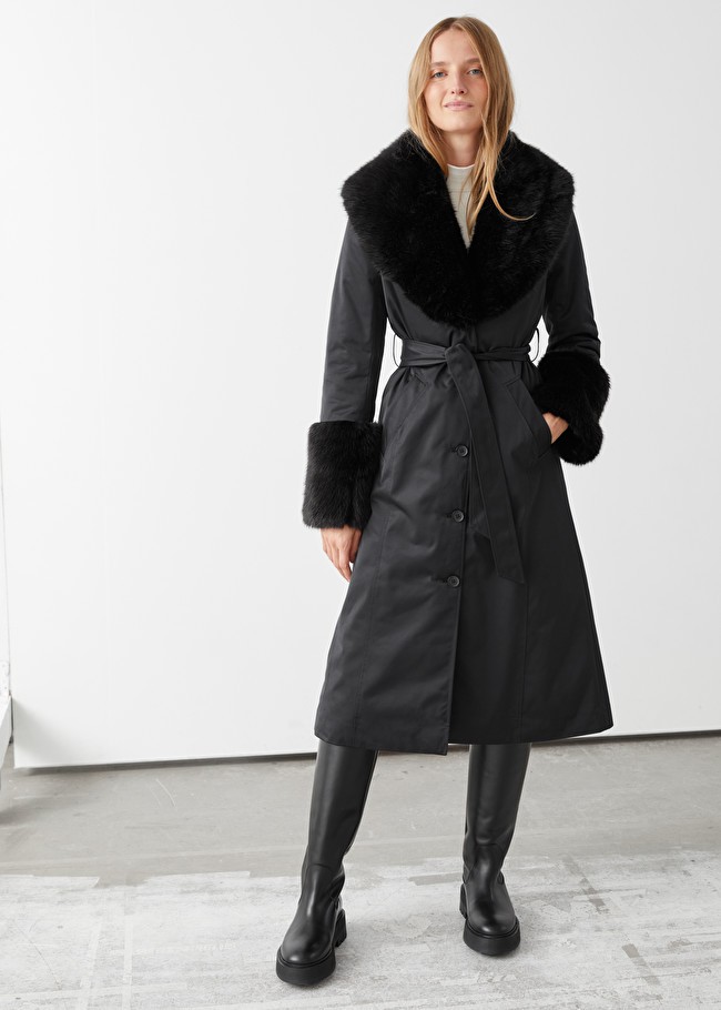 Long Belted Fitted Faux Fur Coat | & Other Stories (EU + UK)