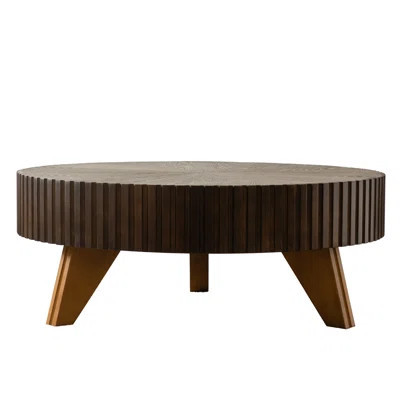 Retro Round Coffee Table with Solid Wood Legs and High-Quality MDF Top, Perfect for Modern and Traditional Decor | Wayfair North America
