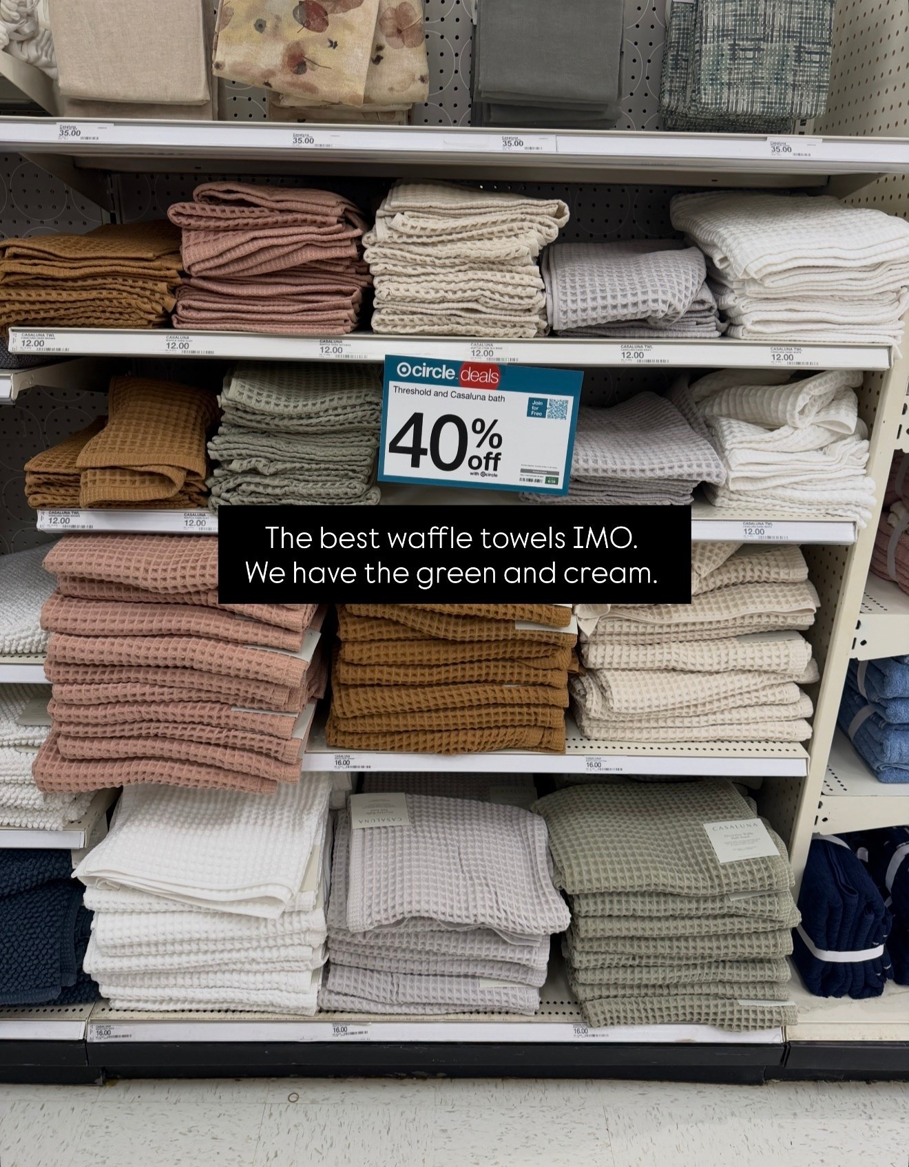 Last day to save 40% off at target! Now is the time to refresh your towels, these waffle towels are my favorite. We have the green and cream colors. They have washed and held up great. ￼

#LTKHome #LTKSaleAlert