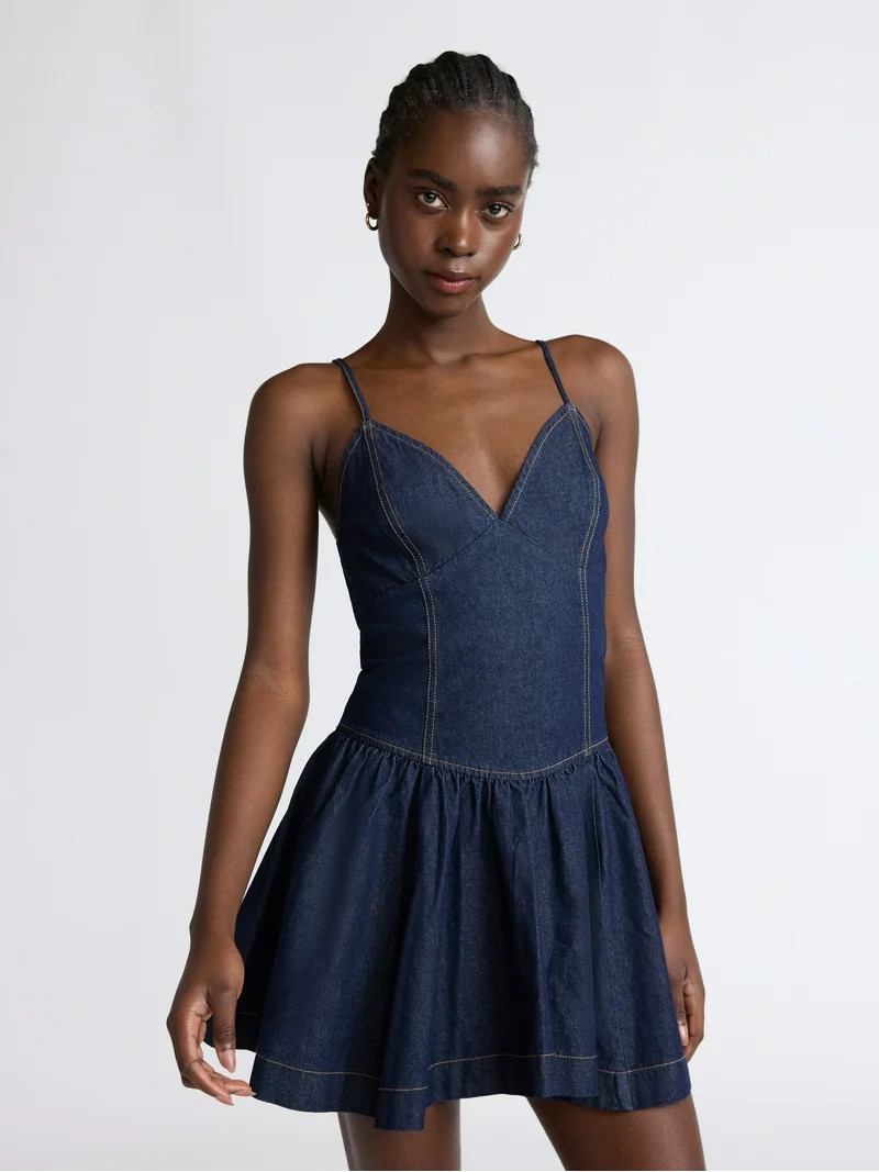 Scoop Women's Denim Corset Mini Dress, Sizes 0-18 | Walmart (US)