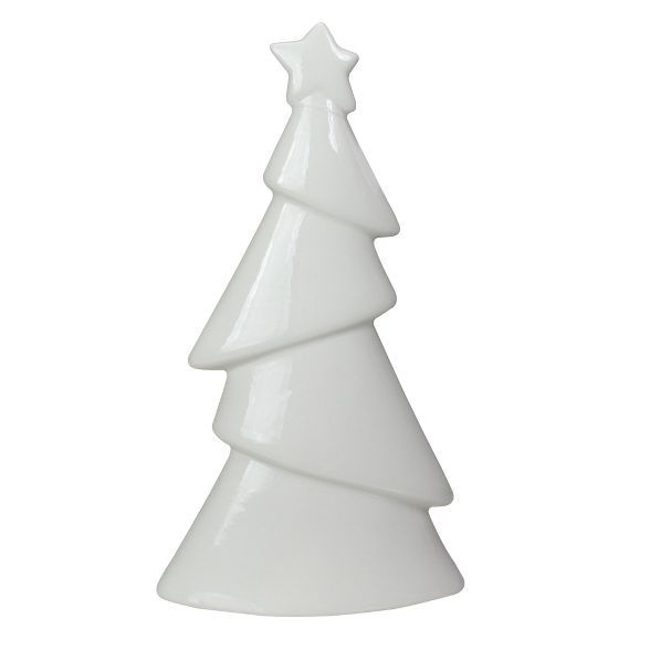 Northlight 7.5" White Ceramic Asymmetric Christmas Tree Decoration | Target