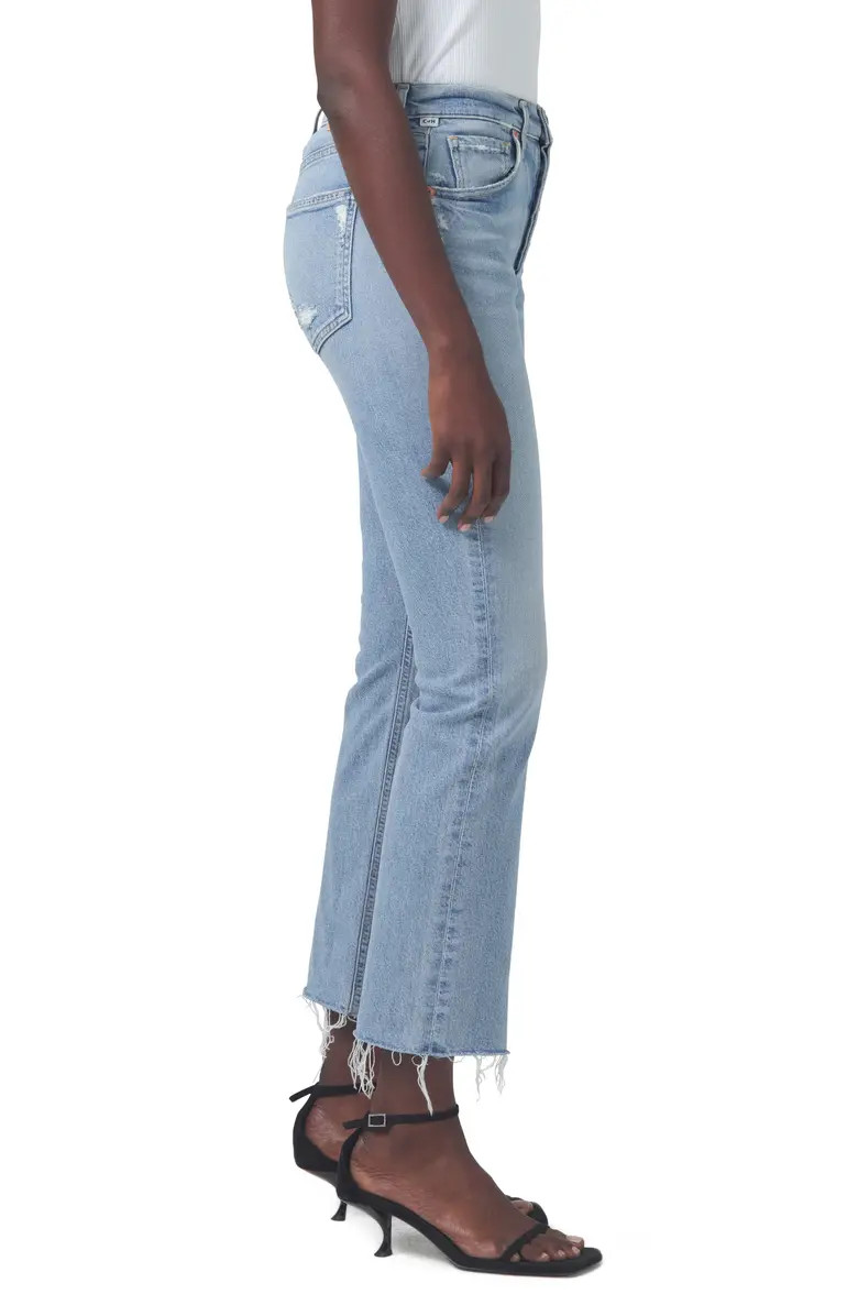 Isola High Waist Fray Hem Crop Bootcut Jeans | Nordstrom