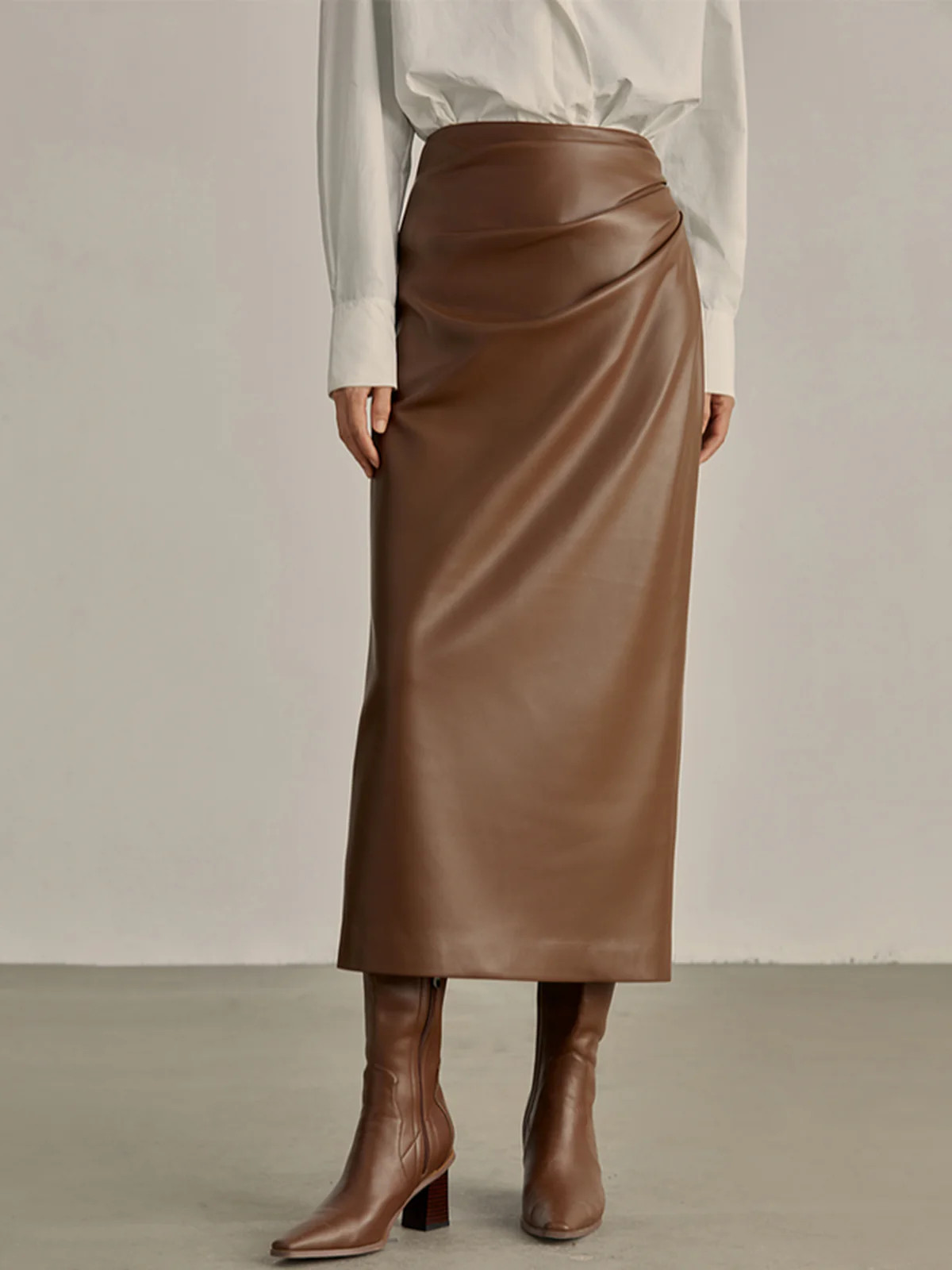 Minimalist PU Leather Skirt | Commense