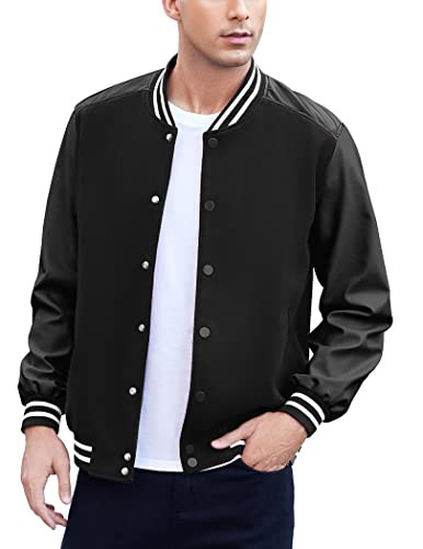 COOFANDY Men Fashionable and Trendy Jacket Casual Leather Baseball Letterman Bomber Jacket Coat Black Varsity Jacket 3XL | Amazon (US)