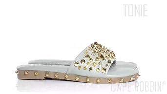Cape Robbin Tonie Sandals Slides for Women, Studded Womens Mules Slip On Shoes | Amazon (US)
