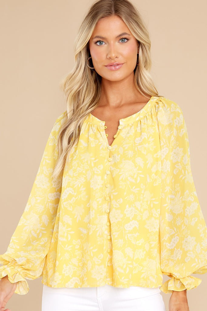 Pave The Way Yellow Floral Print Top | Red Dress 