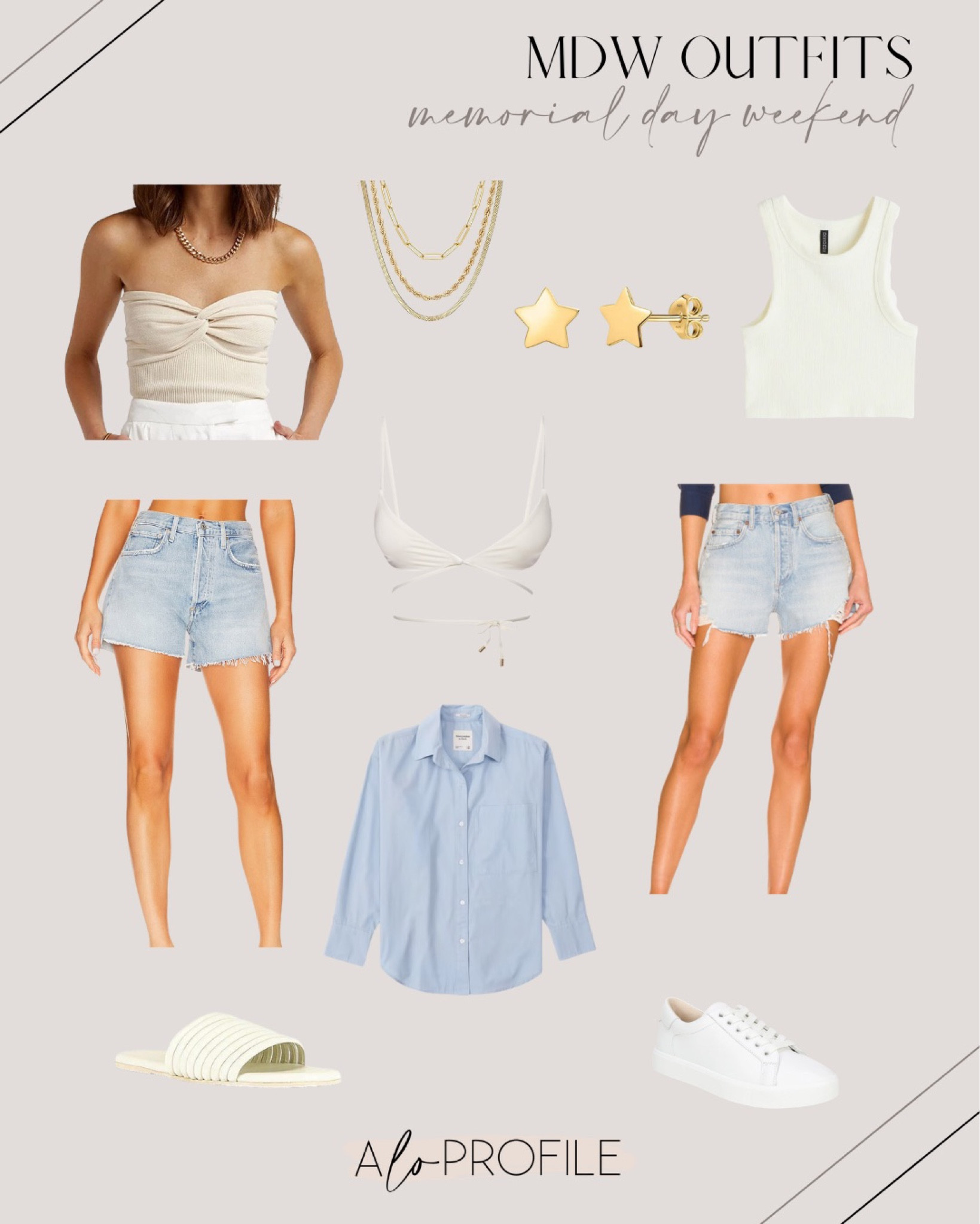 Memorial Day Weekend Outfits // Memorial Day, MDW, Memorial Day outfits, summer outfit, summer outfits, summer fashion, spring outfits, spring outfits, summer trends, summer style, casual outfits, denim shorts outfits