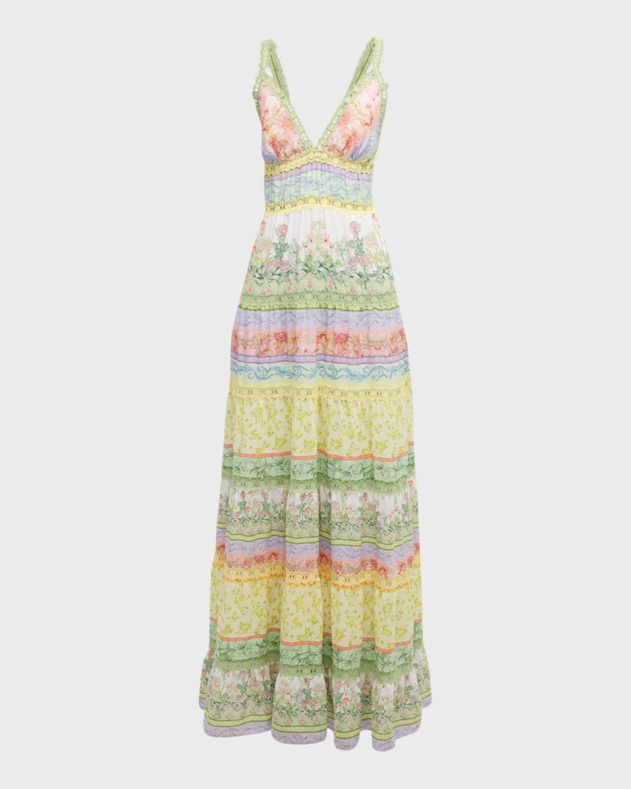 Alice + Olivia Karolina Paneled Floral-Print Maxi Dress | Neiman Marcus