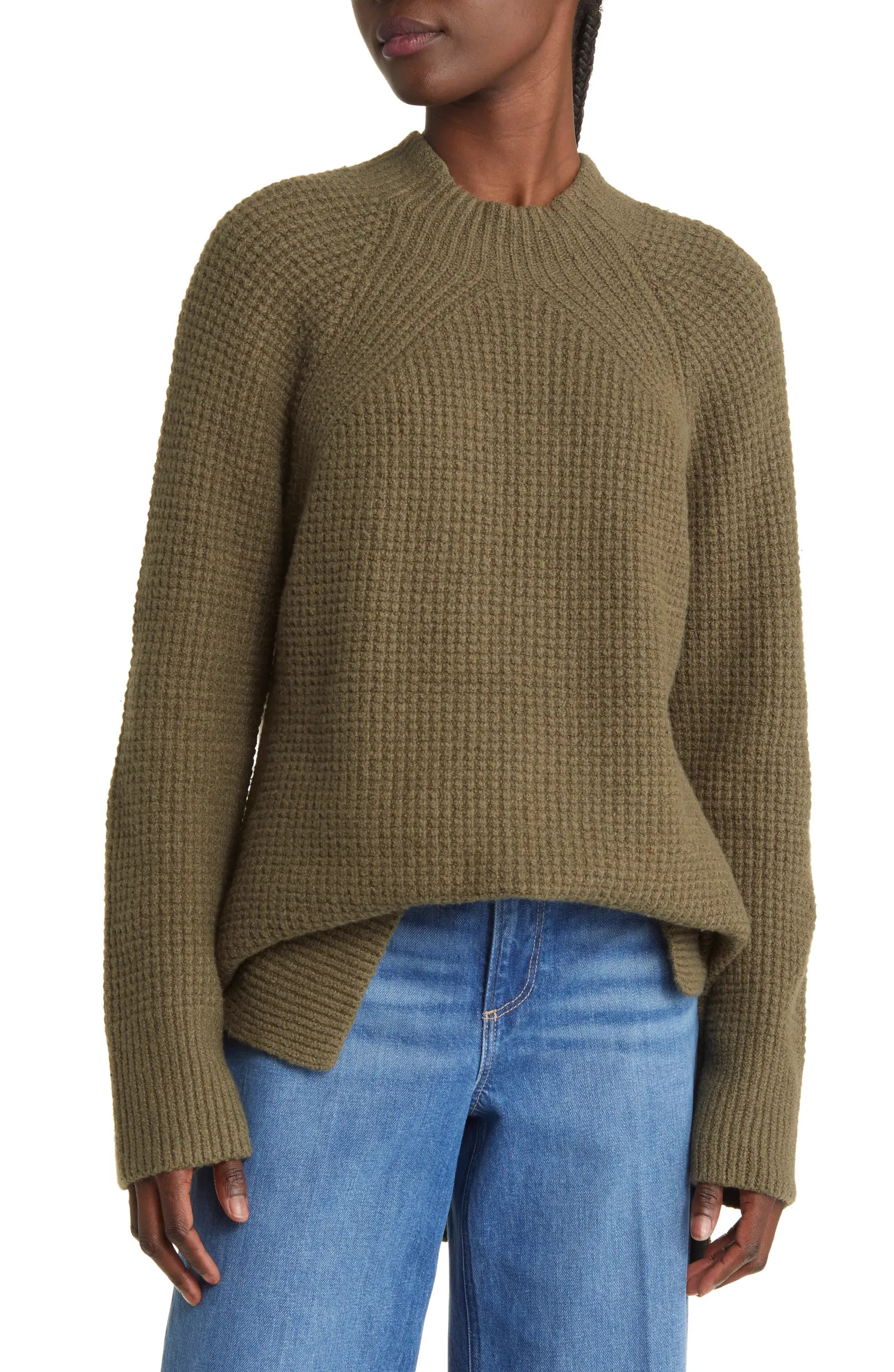 Mock Neck Waffle Knit Cotton Blend Sweater | Nordstrom