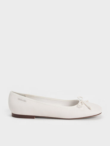 White Rhea Bow Ballerinas | CHARLES & KEITH | Charles & Keith US