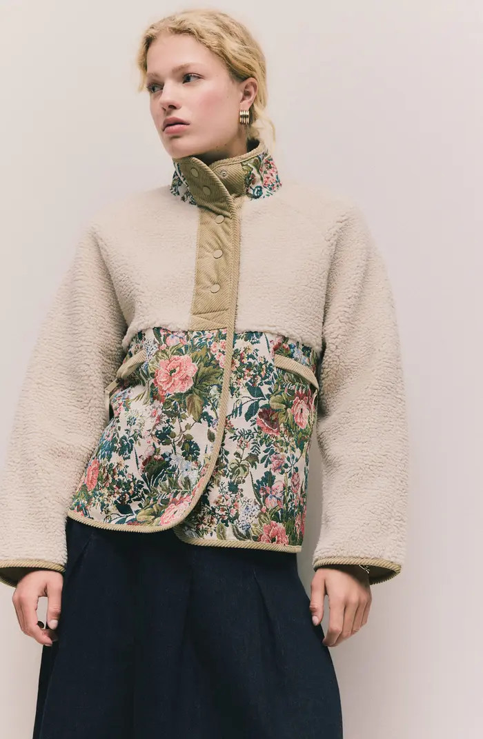 Floral Mixed Media Jacket | Nordstrom
