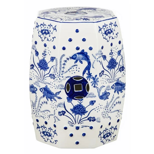 Safavieh Cloud 9 Chinoiserie Indoor/Outdoor Garden Patio Stool, Blue - Walmart.com | Walmart (US)