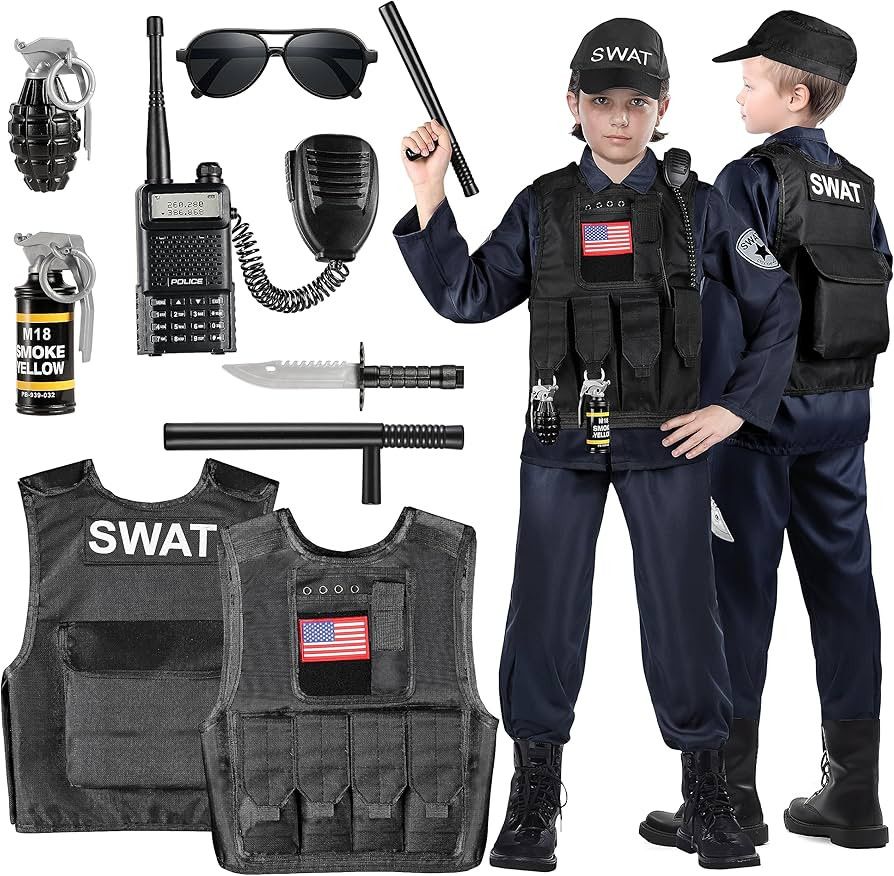 Luucio SWAT Police Officer Costume for Kids, Police Costume for kids, with SWAT Costume, SWAT Ves... | Amazon (US)