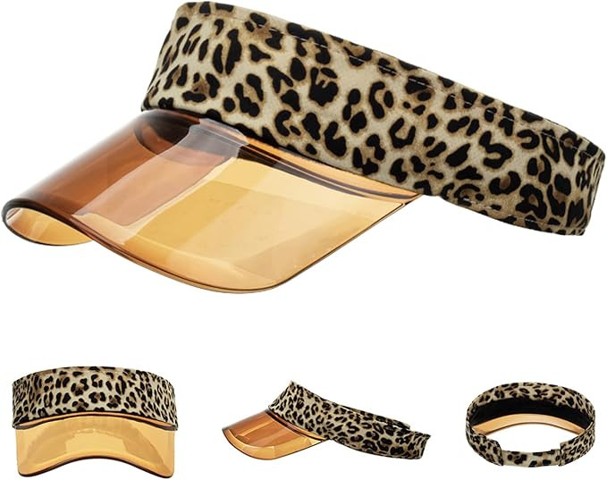 Unisex Leopard Print Sun Visor Hat Adjustable Women Pub Golf Visor Cap Sun UV Protection Beach Su... | Amazon (US)
