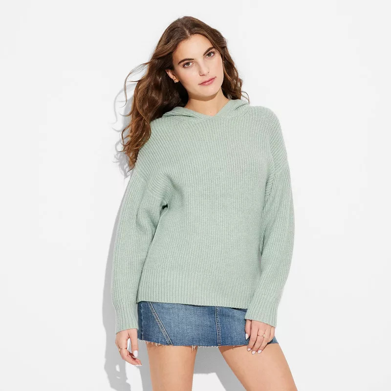 Women's Oversized Ribbed Hoodie Pullover Sweater - Wild Fable™ | Target