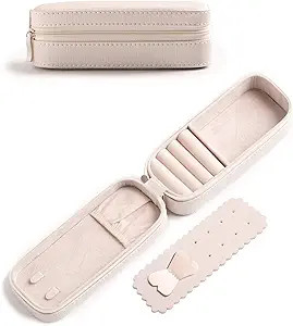 SANQIANWAN Small Jewelry Travel Organizer Box with PU Leather Portable Jewelry Storage Case for N... | Amazon (US)