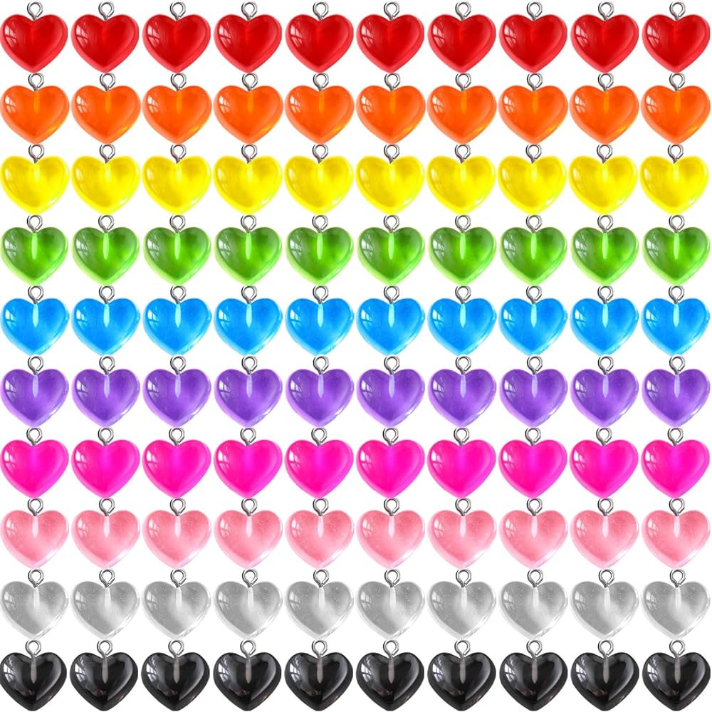 Hicarer Heart Charms Pendant Colorful Love Heart Candy Charm Keychains Necklace Earring Pendant f... | Amazon (US)