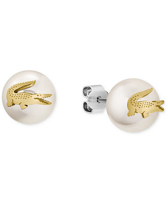 Gold-Tone Matchpoint Glass Pearl Stud Earrings | Macy's