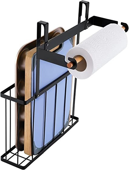 KES Over the Cabinet Door Organizer with Wooden Paper Towel Holder, Cabinet Door Organizer Cuttin... | Amazon (US)