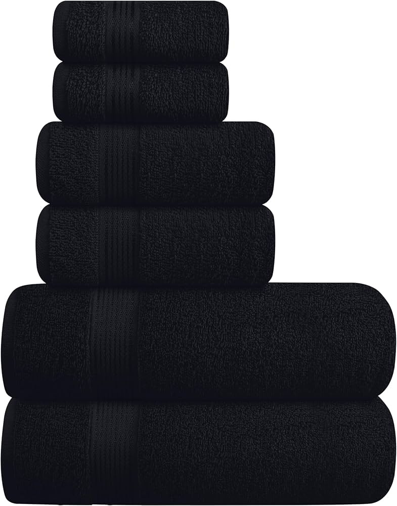 Belizzi Home Ultra Soft 6 Pack Cotton Towel Set, Contains 2 Bath Towels 28x55 inch, 2 Hand Towels... | Amazon (US)