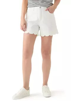 Women's High Rise 4" Scallop Hem Shorts | Belk