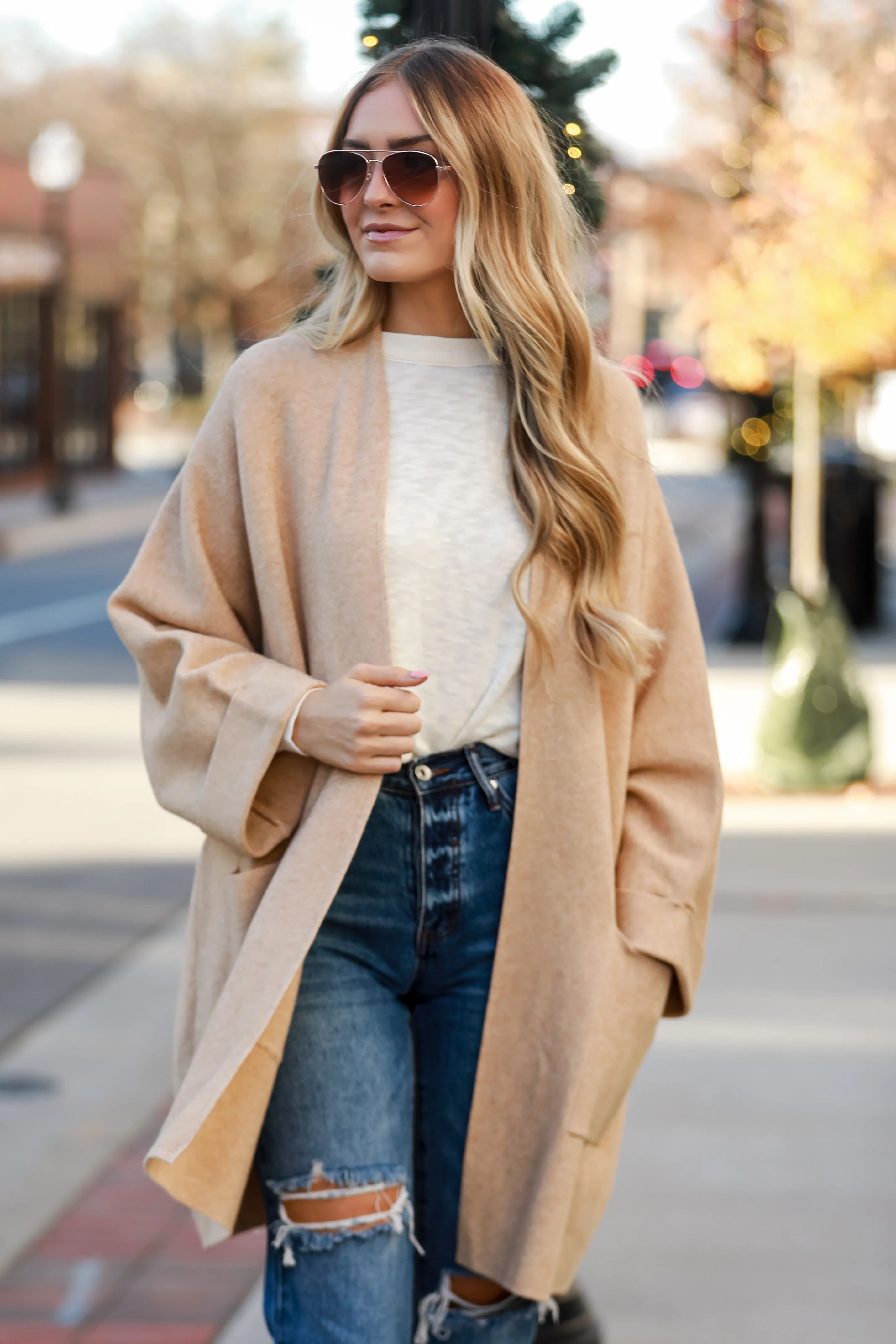 Found The Warmth Camel Sweater Cardigan | Dress Up