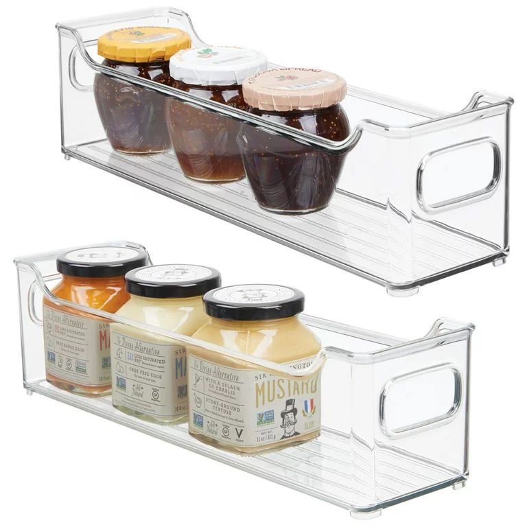 mDesign Slim Stackable Plastic Storage Organization Bin with Handles for Kitchen Cabinet, Pantry,... | Walmart (US)