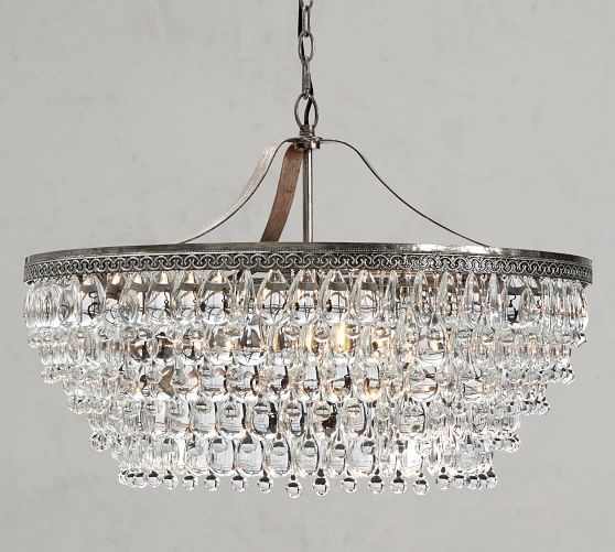 Clarissa Crystal Drop Round Chandelier | Pottery Barn (US)