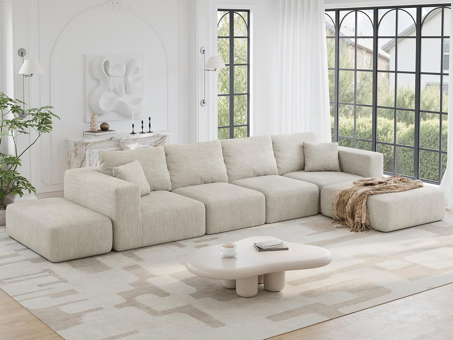150" Oversized Boneless Couch for Living Room Modular Sectional Sofa | Amazon (US)