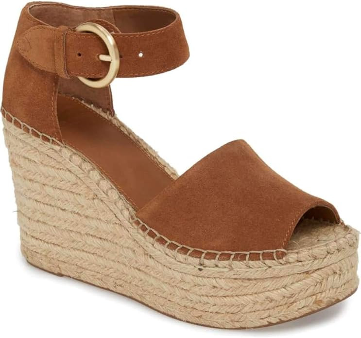 Marc Fisher Womens Cala Leather Peep Toe Casual Platform Sandals | Amazon (US)