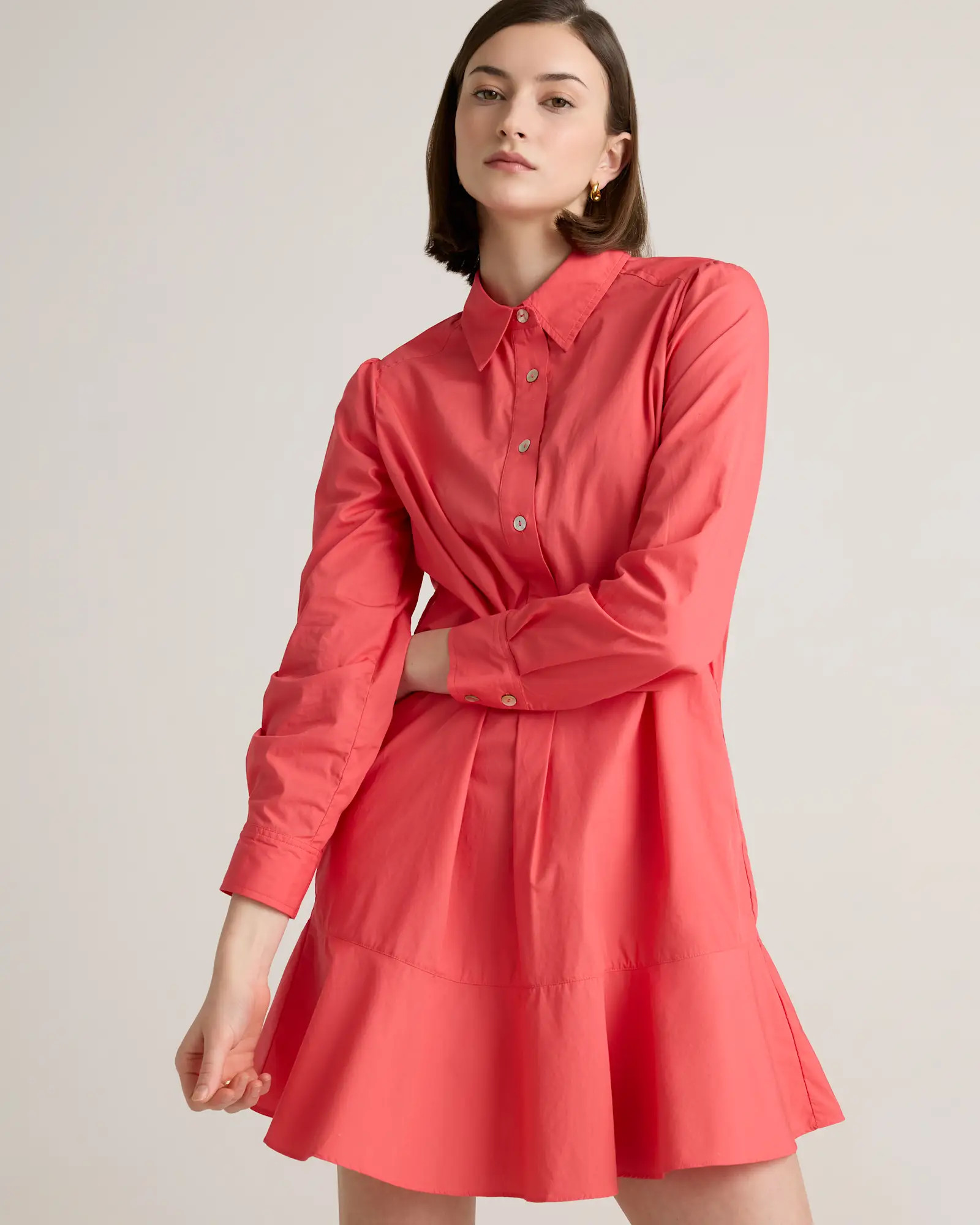 100% Organic Cotton Poplin Drop Waist Shirt Dress | Quince