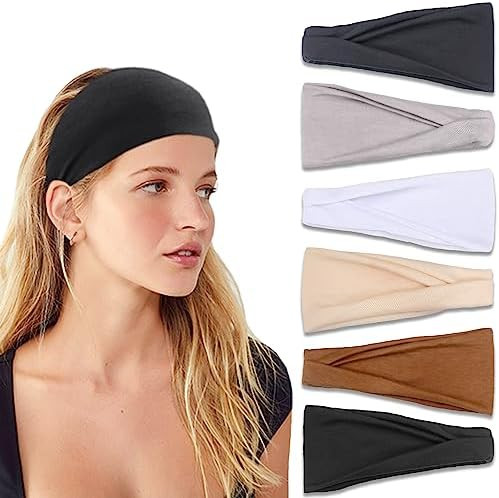 COSMOS Extra Wide 5 Inches Soft Stretchy Yoga Fashion Headband, Black Color | Amazon (US)