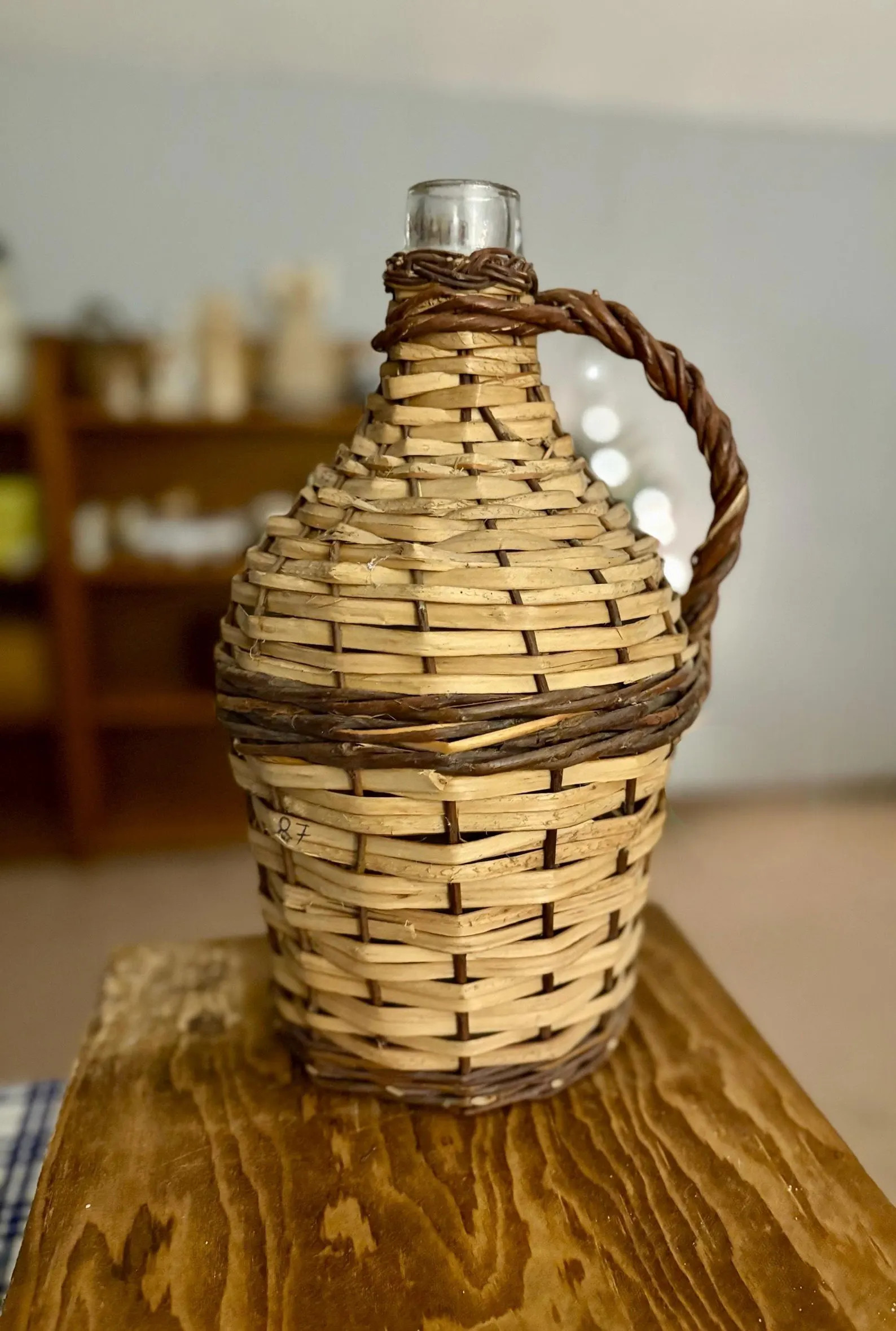 French Glass Demijohn Bottle, Woven Wicker Bottle, Rustic Farmhouse - Etsy | Etsy (US)