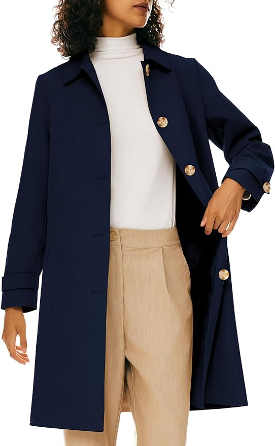 Orolay Women's Single Breasted Trench Coat Mid Long Classic Lapel Windproof Slim Outerwear Coats | Amazon (US)