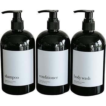 Black Refillable Shampoo Bottles for Shower, Set of 3 Bottles Shampoo Conditioner Body Wash Dispe... | Amazon (US)